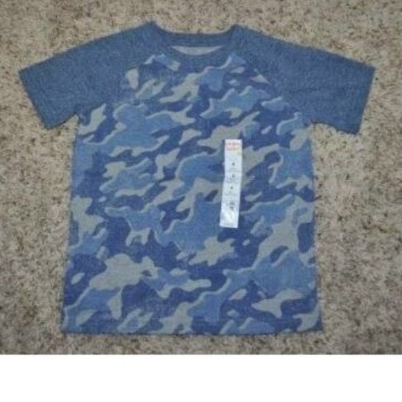 *Summer T-Shirt sz 4 "Blue Camo Tagless Short Sleeve Crew Boys - Picture 2 of 3